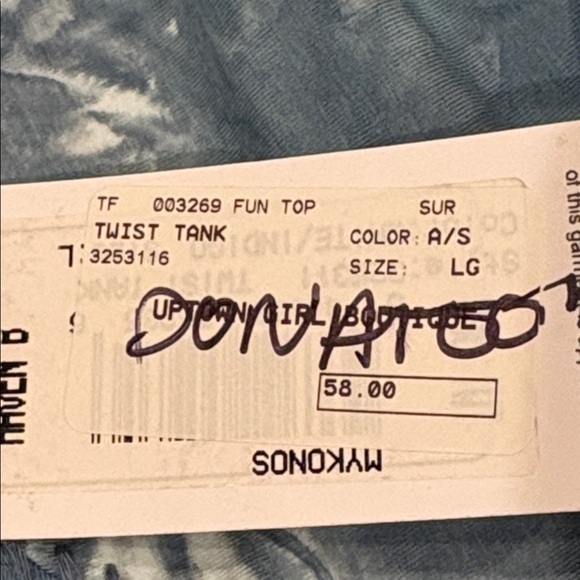 NWT Funky Haven Bleu Tie-Dye Twist Tank Top, Sequin Detail, Cotton blend, L - Picture 7 of 11